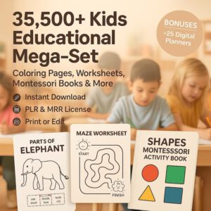 35,500+ Kids Worksheets Coloring Pages Educational Printables Bundle.PLR MRR Resell Rights
