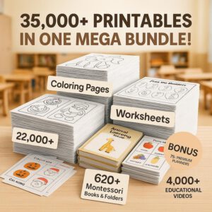 35,500+ Kids Worksheets Coloring Pages Educational Printables Bundle.PLR MRR Resell Rights