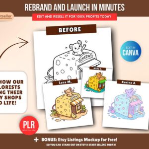 Libro para colorear de 150 páginas sobre pequeñas tiendas (plantilla editable de Canva con derechos de uso PLR) / Lindo.