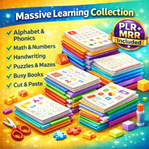 21000+ Kids Worksheets Bundle Homeschool Classroom Printables Mega Library PLR MRR.