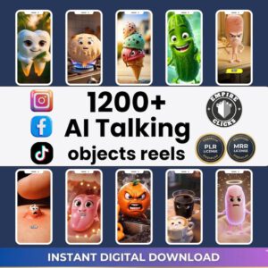 1200+ AI Talking Object Videos | Viral Reels Bundle PLR MRR.