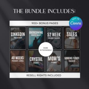 7500 Digital Planner Pages Bundle PLR MRR Editable Canva .