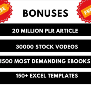 1 Million+ Ebooks + 1 Million PLR Articles Bonus with reseller rights.